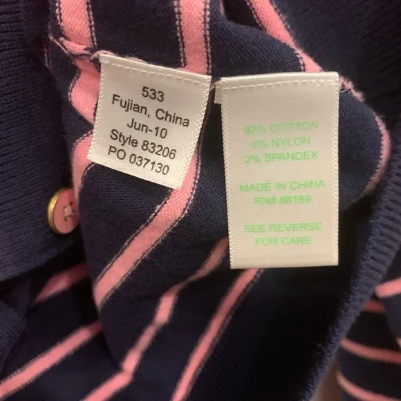 Lily Pulitzer Pink/Navy Stripe Cardigan - Picture 7 of 7